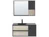 Súprava kúpeľňového nábytku so zrkadlovou skrinkou 100 cm svetlé drevo/čierna TERUEL_821002