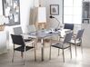 Conjunto de mesa com tampo triplo granito flameado preto 180 x 90 cm e 6 cadeiras rattan preto GROSSETO_764211