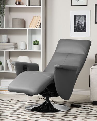Faux Leather Recliner Chair Grey PRIME