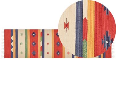 Cotton Kilim Runner Rug 80 x 300 cm Multicolour ALAPARS