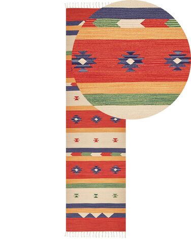 Cotton Kilim Runner Rug 80 x 300 cm Multicolour ALAPARS