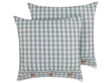 Set of 2 Cushions Chequered Pattern 45 x 45 cm Green and White TALYA
