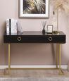 Home Office Desk / 2 Drawer Console Table Black with Gold WESTPORT_809730