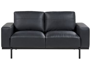 2 Seater Sofa Faux Leather Black SOVIK