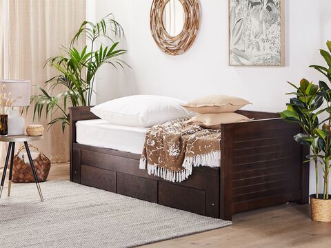 Wooden Eu Single To Super King Size Daybed With Storage Brown Cahors Beliani No