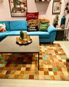 Kožený koberec 140 x 200 cm hnedá/modrá ALIAGA_887992