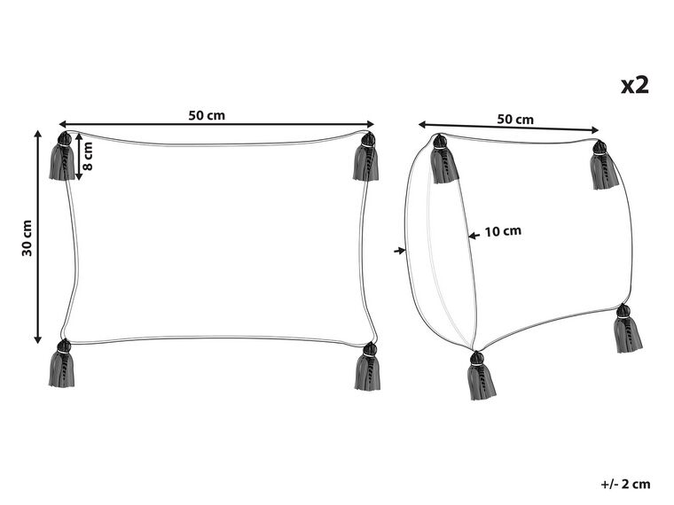 Set of 2 Cotton Cushions Geometric Pattern 30 x 50 cm Beige INCANA Beliani.co.uk