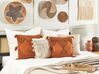 Set of 2 Tufted Cotton Cushions with Tassels 45 x 45 cm Orange AVIUM_838787