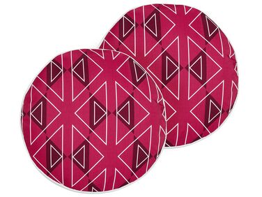 Gartenkissen geometrisches Muster rosa ⌀ 40 cm 2er Set MEZZANO