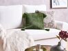 Welurowa poduszka dekoracyjna z frędzlami 45 x 45 cm zielona HIZZINE_902684