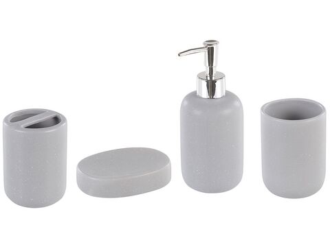 4 Piece Bathroom Accessories Set Grey, Grey Stone Bathroom Accessories Sets