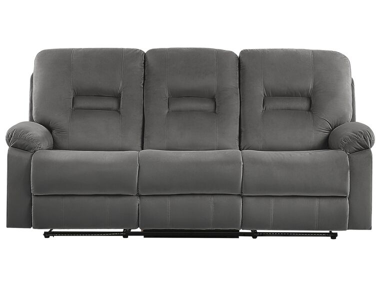 3 Seater Velvet LED Electric Recliner Sofa with USB Port Grey BERGEN