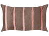 Set of 2 Velvet Cushions Striped Pattern 35 x 60 cm Brown CRODYLINE_914037