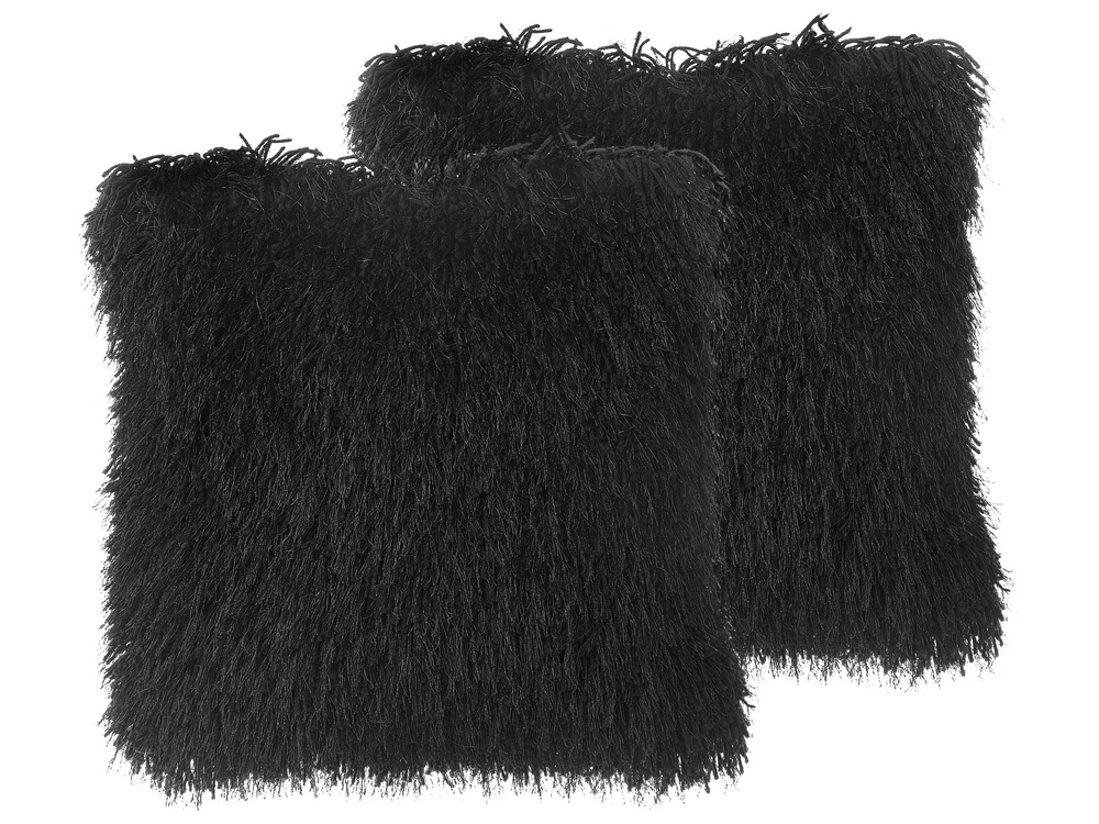 Black cheap shaggy pillow