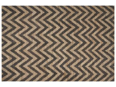 Teppich Jute beige / schwarz 200 x 300 cm ZickZack-Muster Kurzflor DEDEPINARI