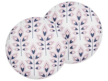 Set of 2 Outdoor Cushions Leaf Motif ⌀ 40 cm Beige TORRETTA