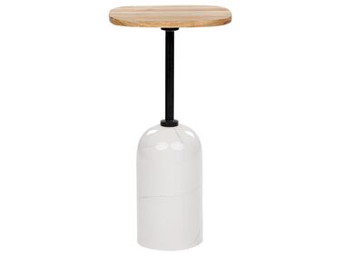 Metal Side Table Light Wood and White OASIS