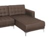 Left Hand Fabric Corner Sofa with Ottoman Brown ABERDEEN_736429