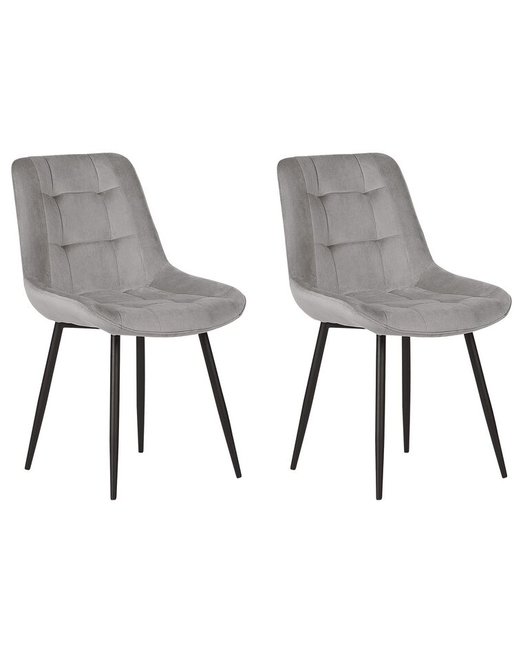 Conjunto de 2 sillas de comedor de terciopelo gris/negro MELROSE_771895
