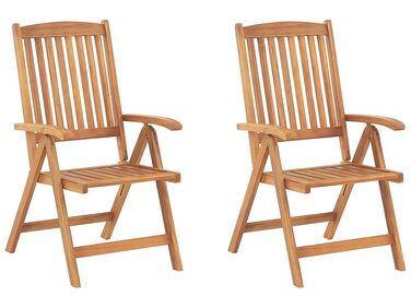 Conjunto de 2 cadeiras de madeira clara para jardim JAVA