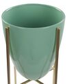 Metal Plant Pot Stand 16 x 16 x 31 cm Green with Gold LEFKI_804725