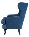 Velvet Fabric Wingback Chair Dark Blue ALTA_749407