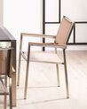 Conjunto de 6 sillas de jardín de poliéster/acero beige arena/plateado/madera clara GROSSETO_768714