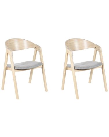 Conjunto de 2 sillas de poliéster/madera de caucho gris claro/madera clara YUBA