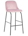 Conjunto de 2 cadeiras de bar em veludo rosa NEKOMA_767713