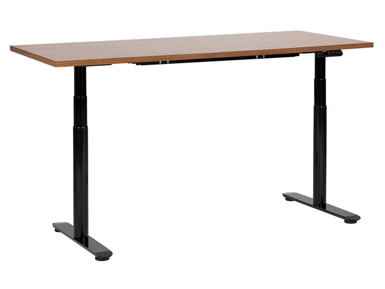 Elektricky nastavitelný psací stůl 160 x 72 cm tmavé dřevo/černý DESTINAS_899678