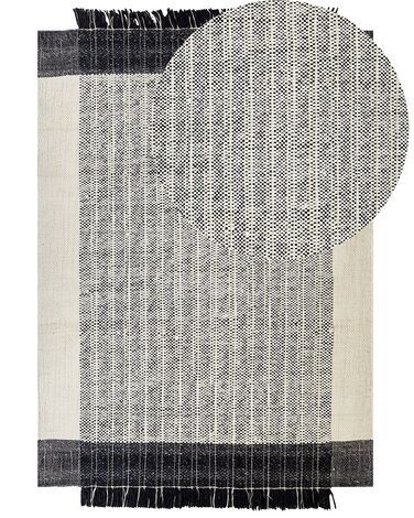 Tapete de lã preta e branca 160 x 230 cm KETENLI