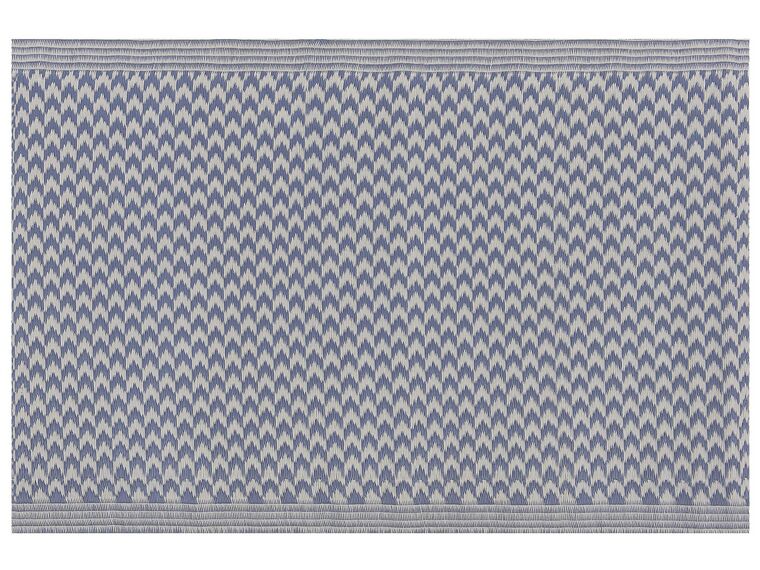 Outdoor Teppich blau 60 x 90 cm ZickZack-Muster Kurzflor MANGO_766465
