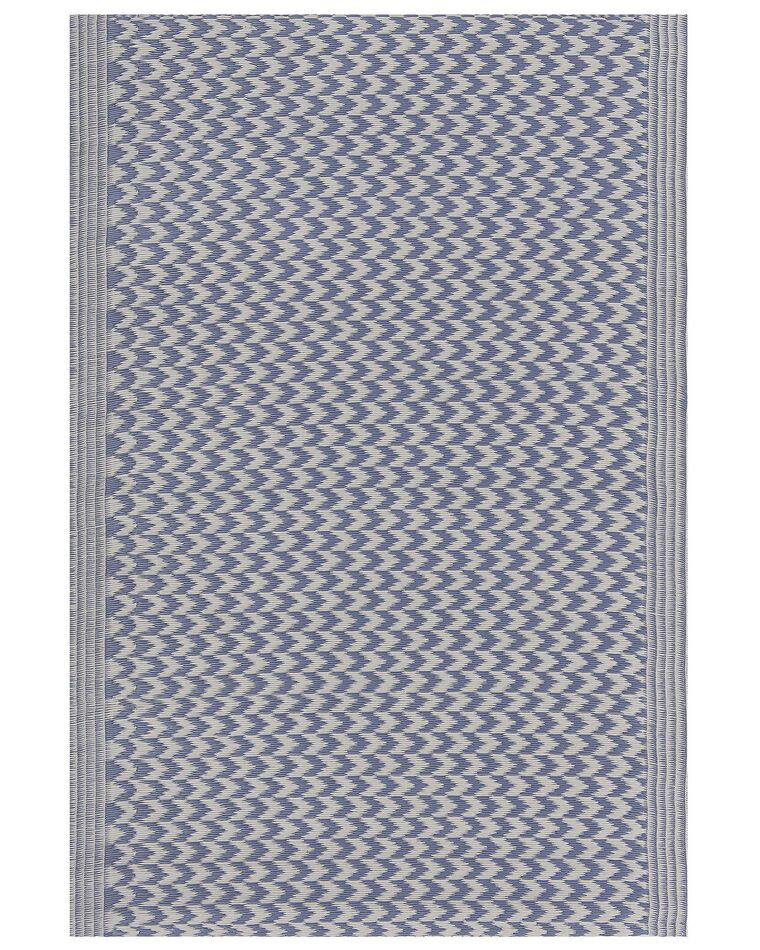 Outdoor Teppich blau 60 x 90 cm ZickZack-Muster Kurzflor MANGO_766465