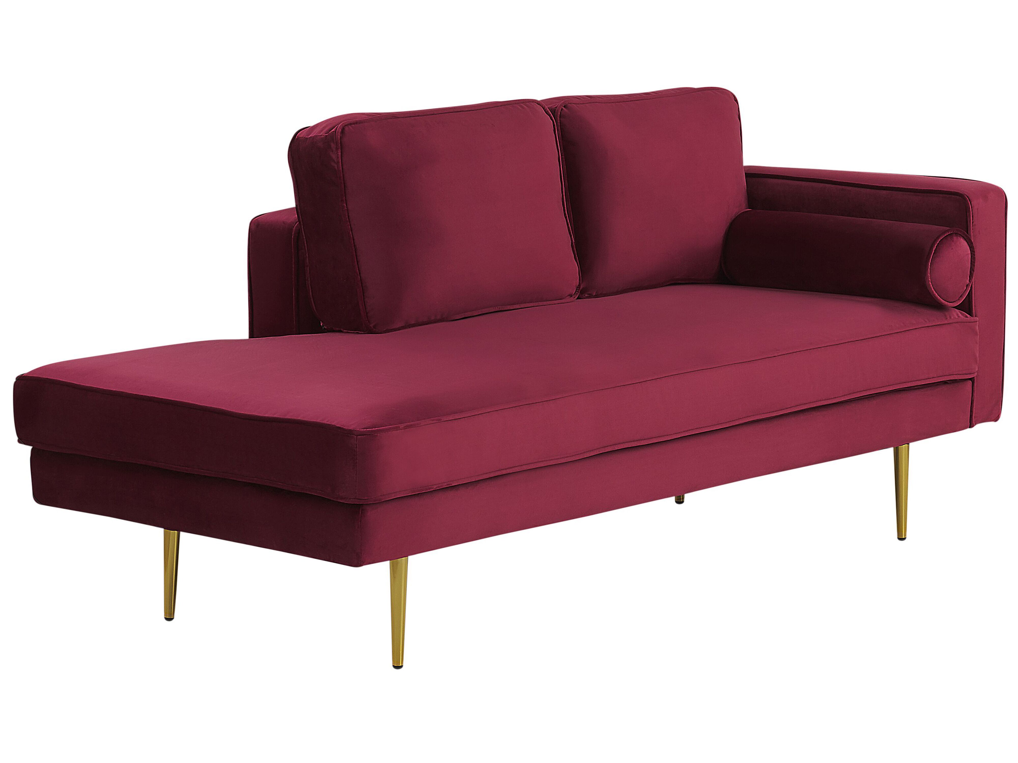 Right Hand Velvet Chaise Lounge Dark Red Miramas Beliani Co Uk If you are planning to furnish your indoors in a formidable manner, a chaise lounge is a perfect fit for you.