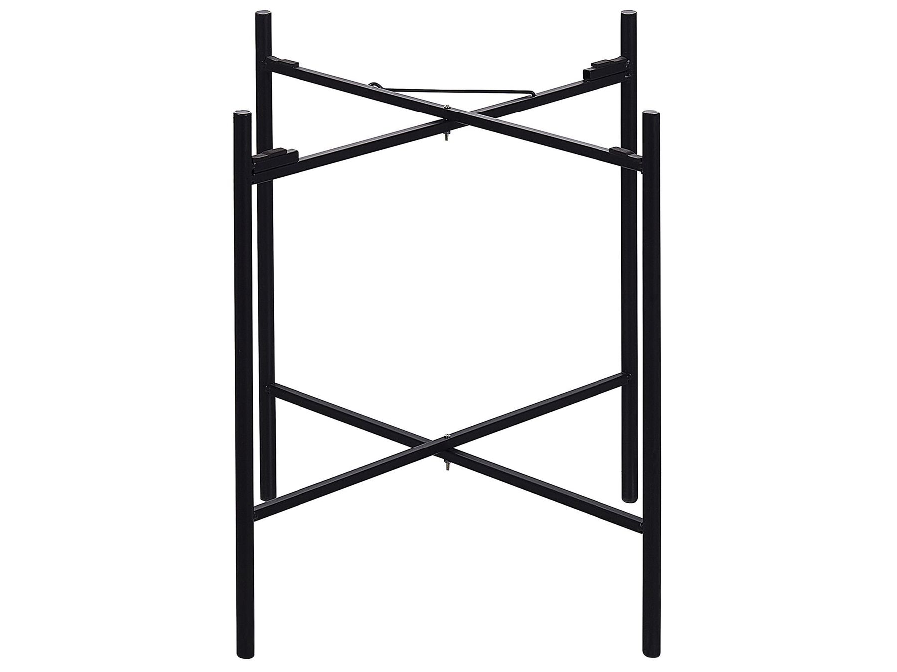 Side Table Folding Metal Legs Light Rattan Round Top Tray Black Vienna