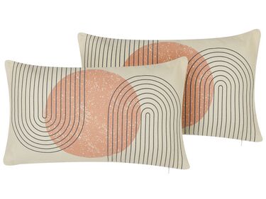 Set of 2 Cushions Geometric Pattern 30 x 50 cm Multicolour GERBERA
