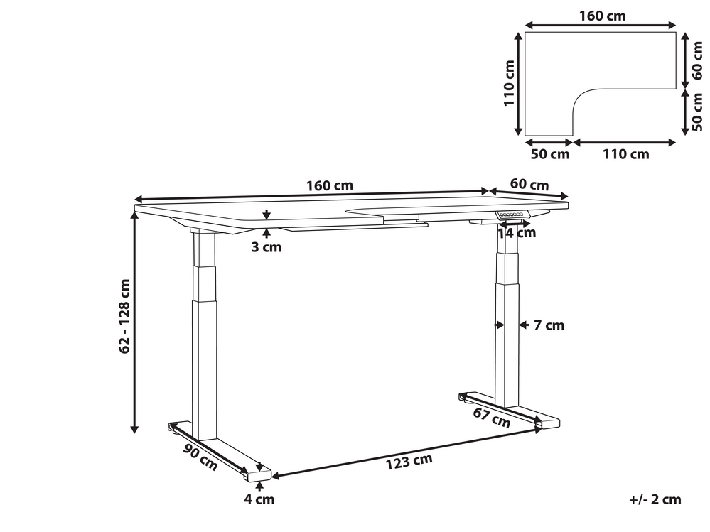 Beliani Table de bureau 160 x 72 cm blanche hauteur réglable par  electronique DESTIN II