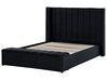 Velvet EU Double Size Bed with Storage Bench Black NOYERS_834547