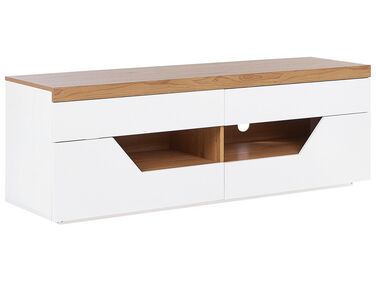 TV stolík biela/svetlé drevo CHEVAL