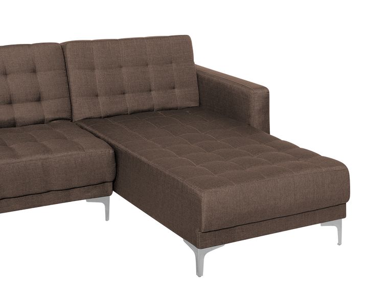 Left Hand Fabric Corner Sofa with Ottoman Brown ABERDEEN Beliani.co.uk