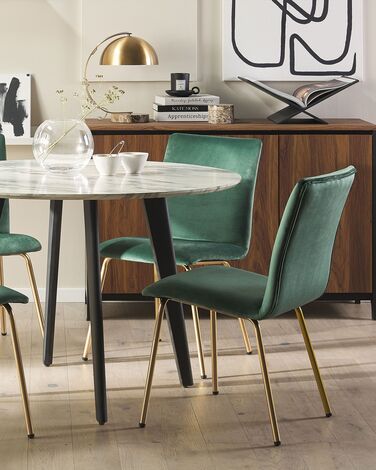 Set of 2 Velvet Dining Chairs Emerald Green RUBIO