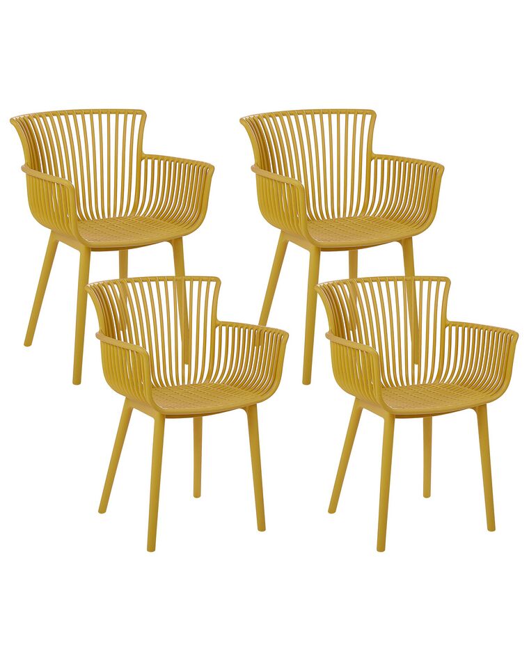 Set of 4 Plastic Dining Chairs Yellow PESARO_825403