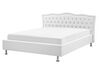 Bílá kožená postel s úložištěm Chesterfield 160x200 cm METZ_770432