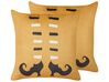 Set di 2 cuscini decorativi velluto arancione nero e bianco 45 x 45 cm COVASNA_830230