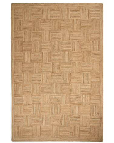 Teppich Jute beige 200 x 300 cm geometrisches Muster Kurzflor ESENTEPE