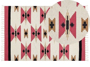 Kelim Teppich Baumwolle mehrfarbig 160 x 230 cm geometrisches Muster Kurzflor GARNI