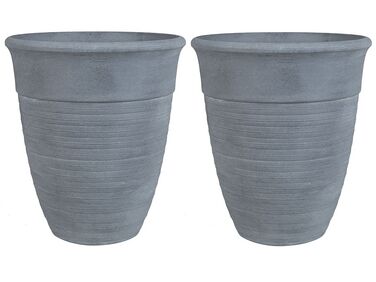 Conjunto de 2 vasos para plantas em pedra cinzenta 50 x 50 x 58 cm KATALIMA