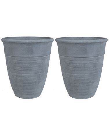 Conjunto de 2 vasos para plantas em pedra cinzenta 50 x 50 x 58 cm KATALIMA
