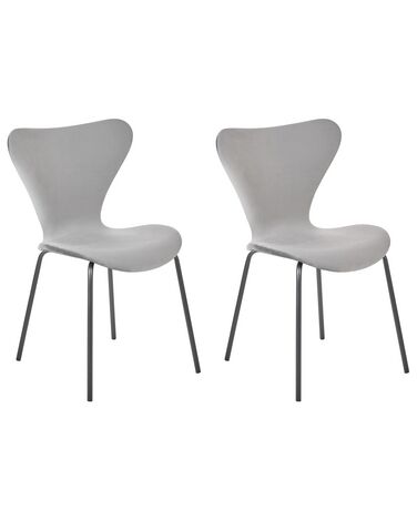 Set of 2 Velvet Dining Chairs Light Grey and Black BOONVILLE