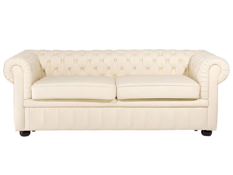 Leather Living Room Set Cream CHESTERFIELD Beliani.co.uk